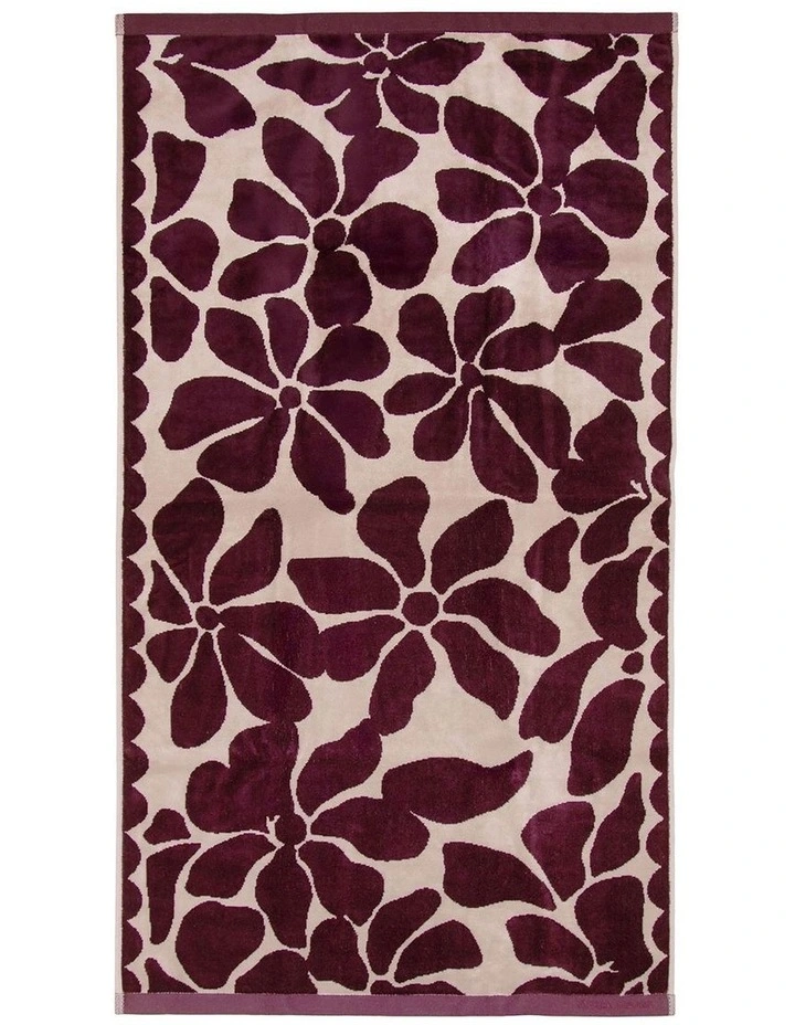 Palma Petal & Stripe Australian Cotton Towel Set in Mulberry image 2