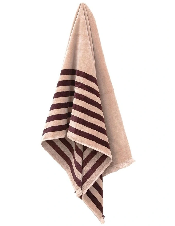 Palma Petal & Stripe Australian Cotton Towel Set in Mulberry image 3