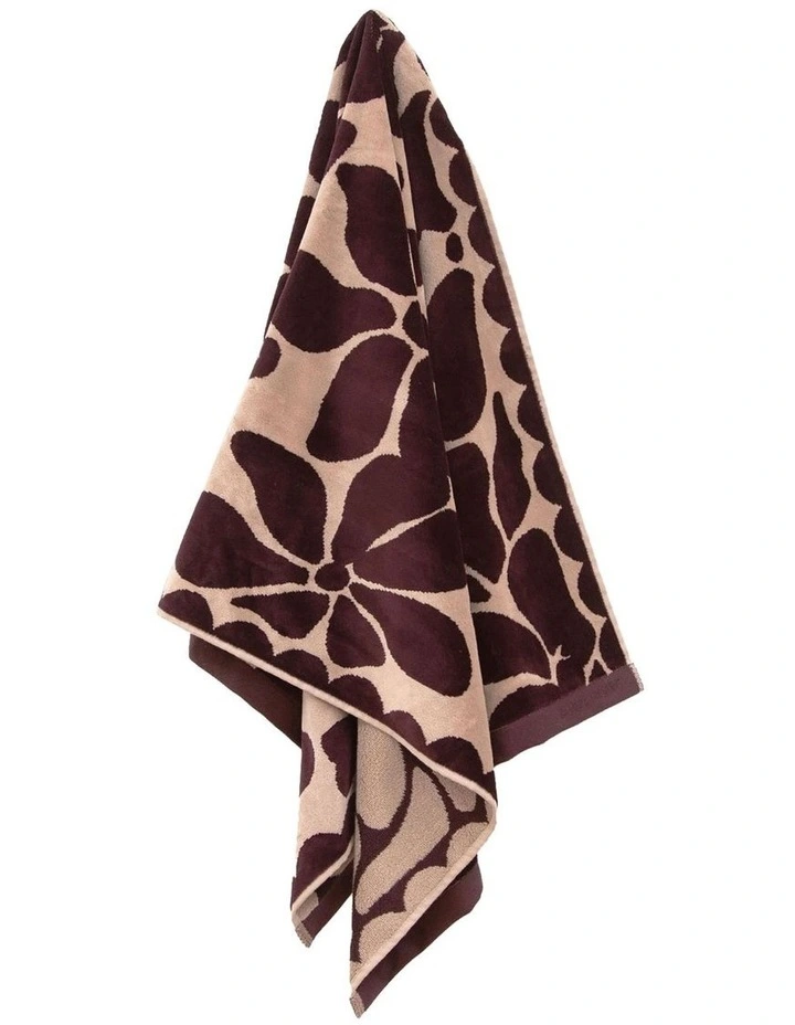 Palma Petal & Stripe Australian Cotton Towel Set in Mulberry image 4