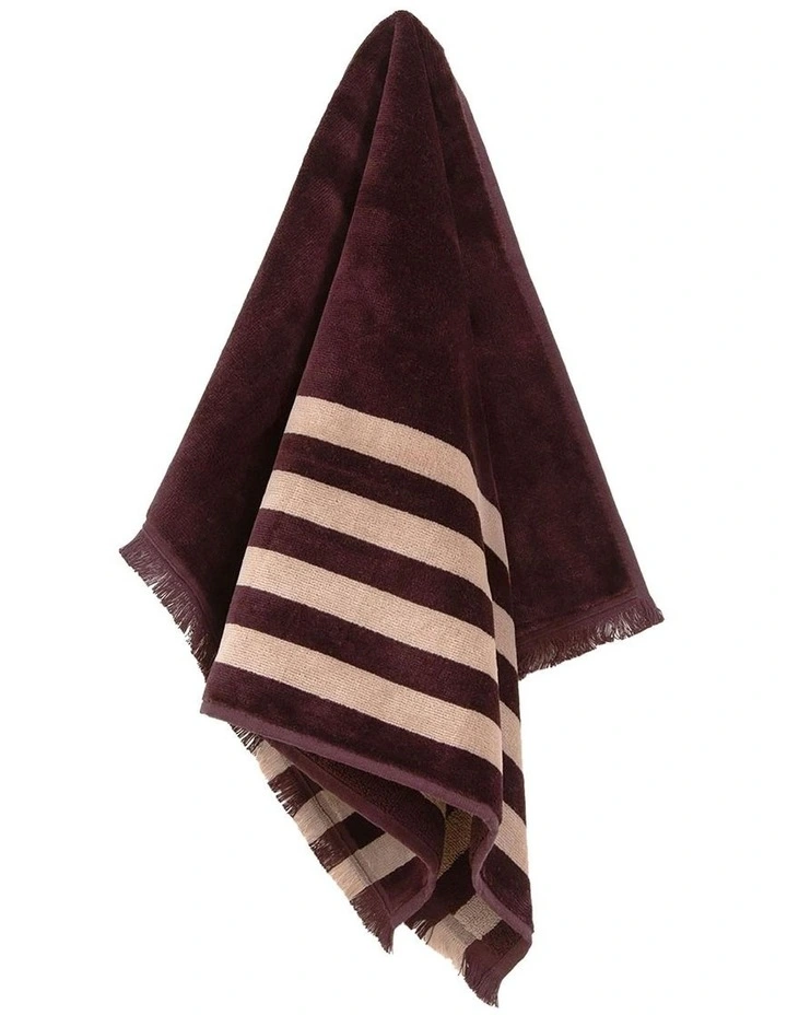 Palma Petal & Stripe Australian Cotton Towel Set in Mulberry image 5