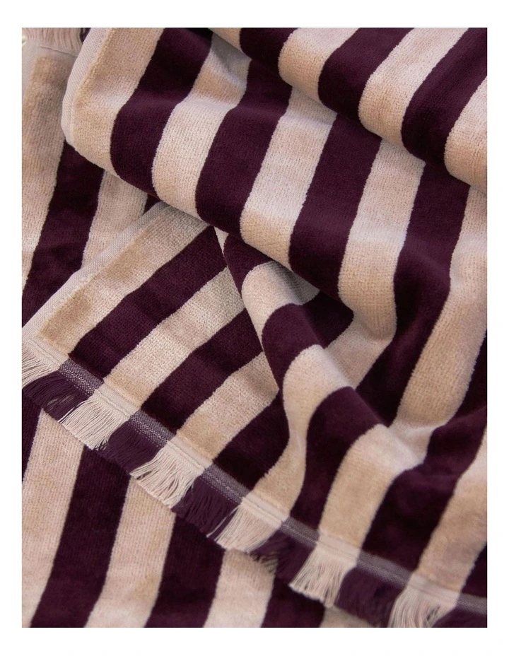 Palma Petal & Stripe Australian Cotton Towel Set in Mulberry image 6