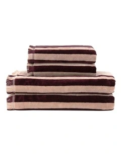Palma Stripe Australian Cotton Towel Set in Mulberry