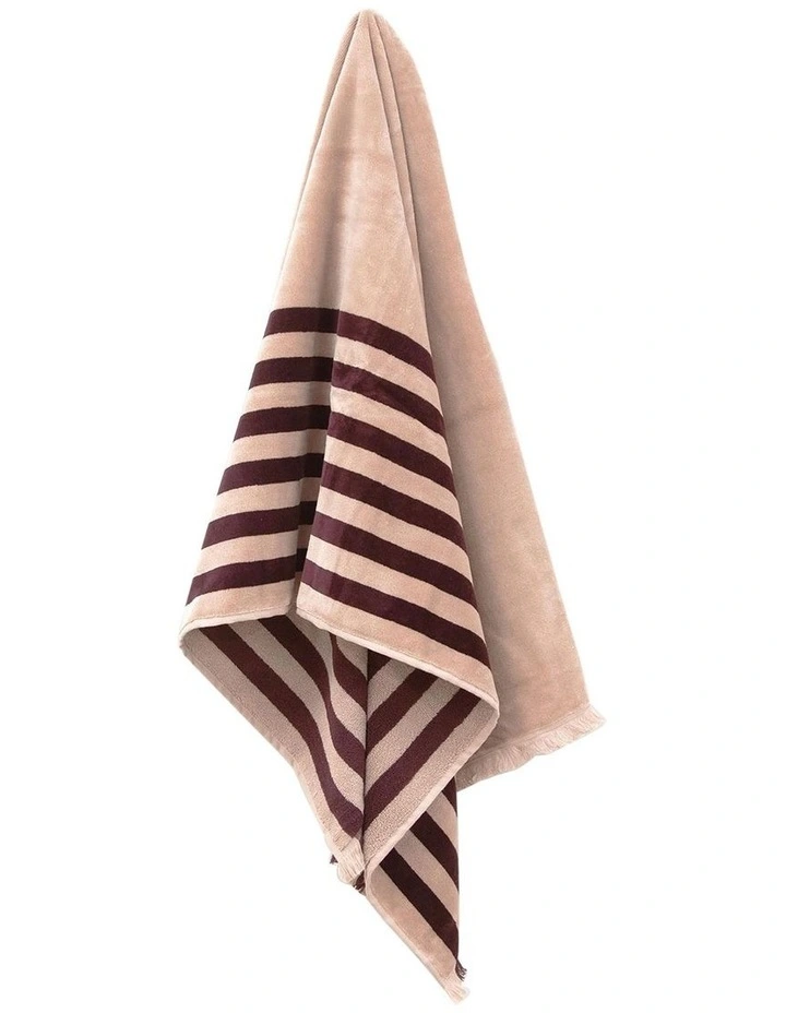 Palma Stripe Australian Cotton Towel Set in Mulberry image 2