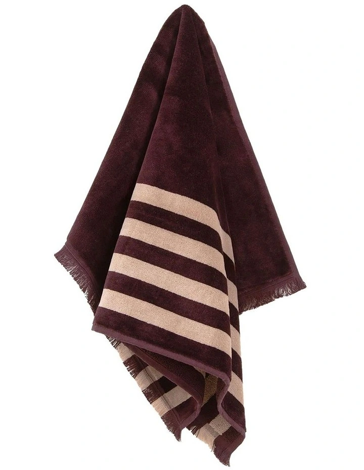 Palma Stripe Australian Cotton Towel Set in Mulberry image 4