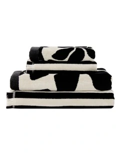 Palma Petal & Stripe Australian Cotton Towel Set in Black