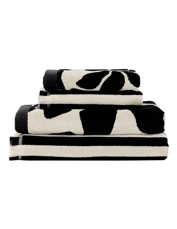 Palma Petal & Stripe Australian Cotton Towel Set in Black image 1