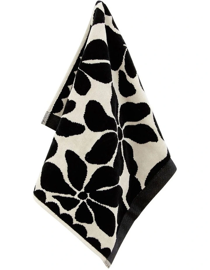 Palma Petal & Stripe Australian Cotton Towel Set in Black image 4
