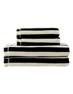 Palma Stripe Australian Cotton Towel Set in Black