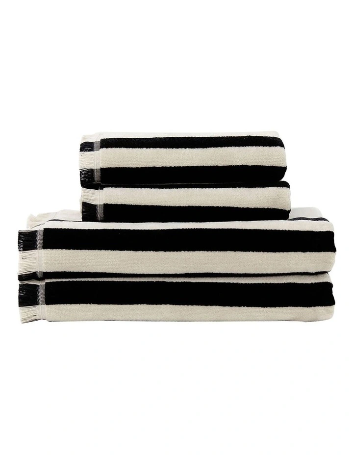 Palma Stripe Australian Cotton Towel Set in Black image 1
