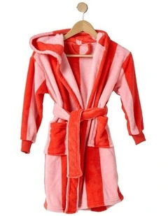 Kids Plush Ocean City Robe in Tomato