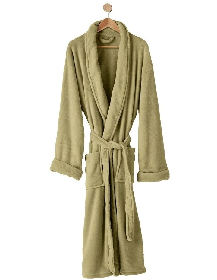 Plush Bath Robe in Olive image 1