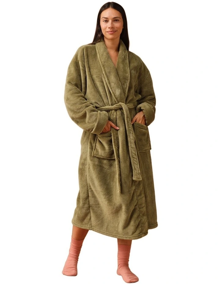 Plush Robe in Olive image 2