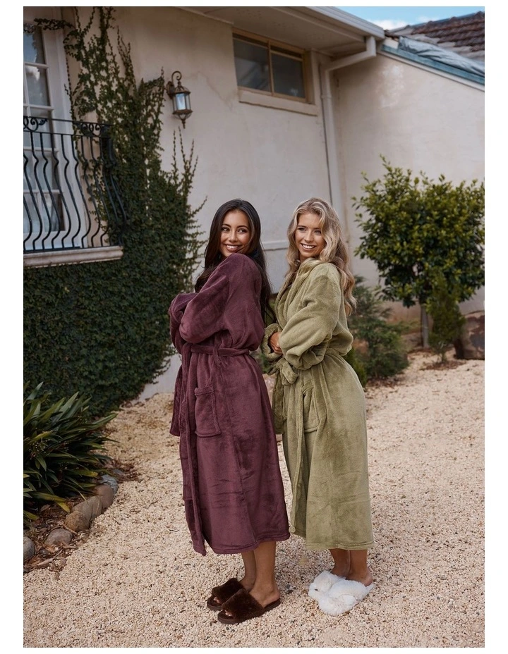 Plush Bath Robe in Olive image 3