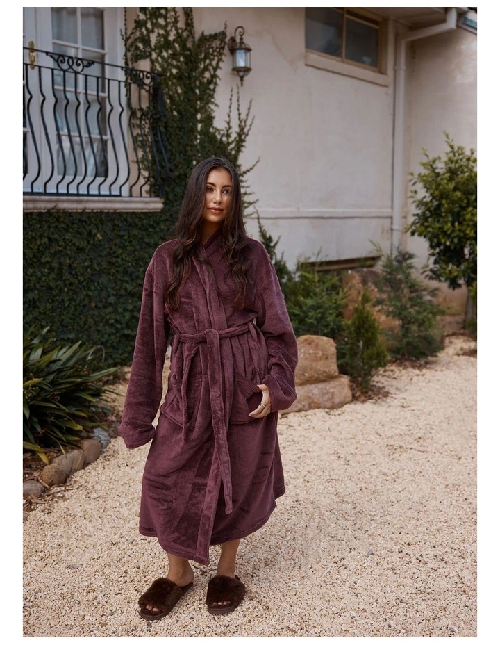 Plush Bath Robe in Plum image 2