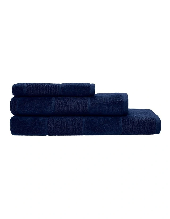 Linen House Velour Stripe Bath Mat In Navy MYER