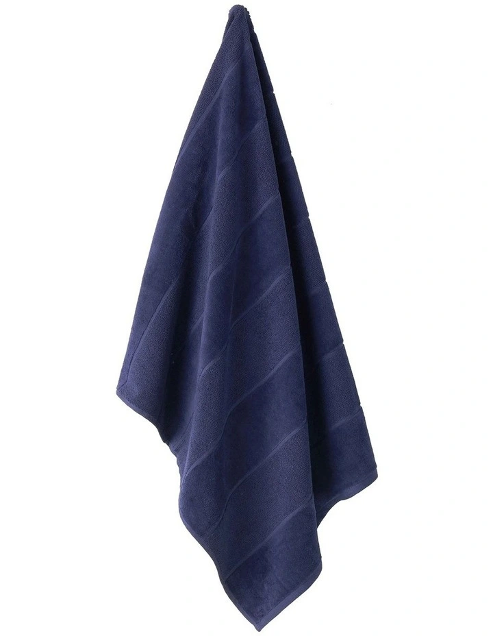 Linen House Velour Stripe Bath Mat In Navy MYER