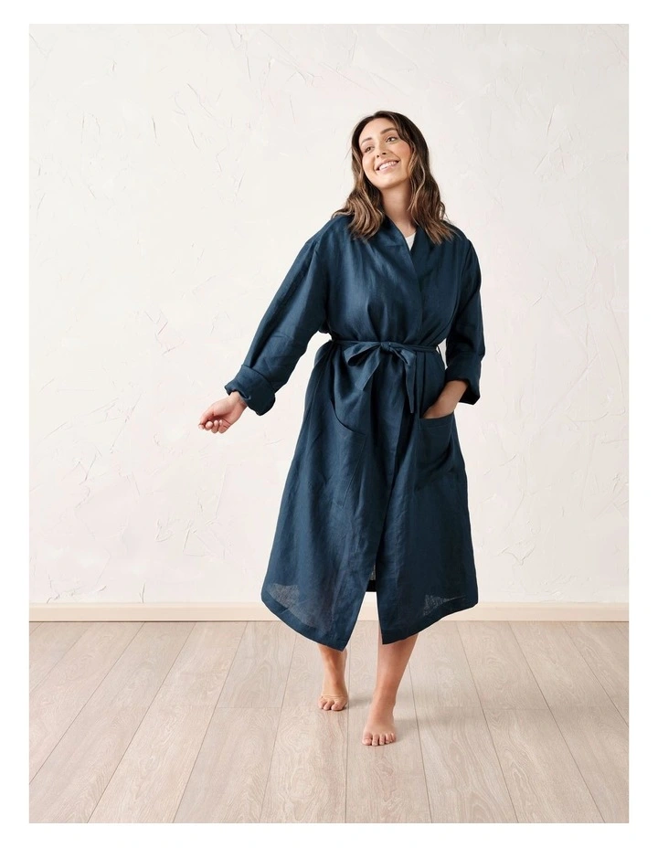 Nimes Bath Robe in Navy image 1
