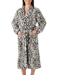 Plush Bath Robe in Leopard