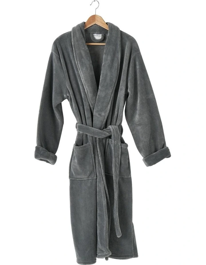 Plush Bath Robe in Charcoal image 2