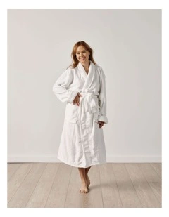 Plush Bath Robe in White