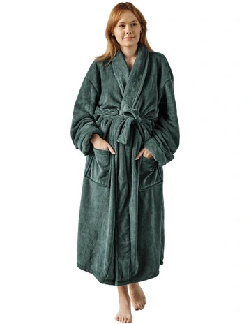 Plush Bath Robe in Green