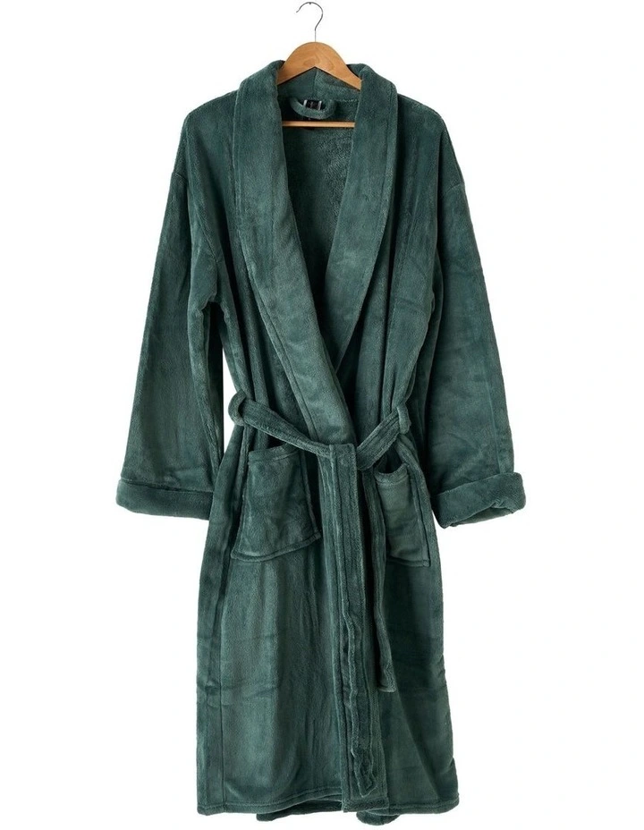 Plush Bath Robe in Green image 3