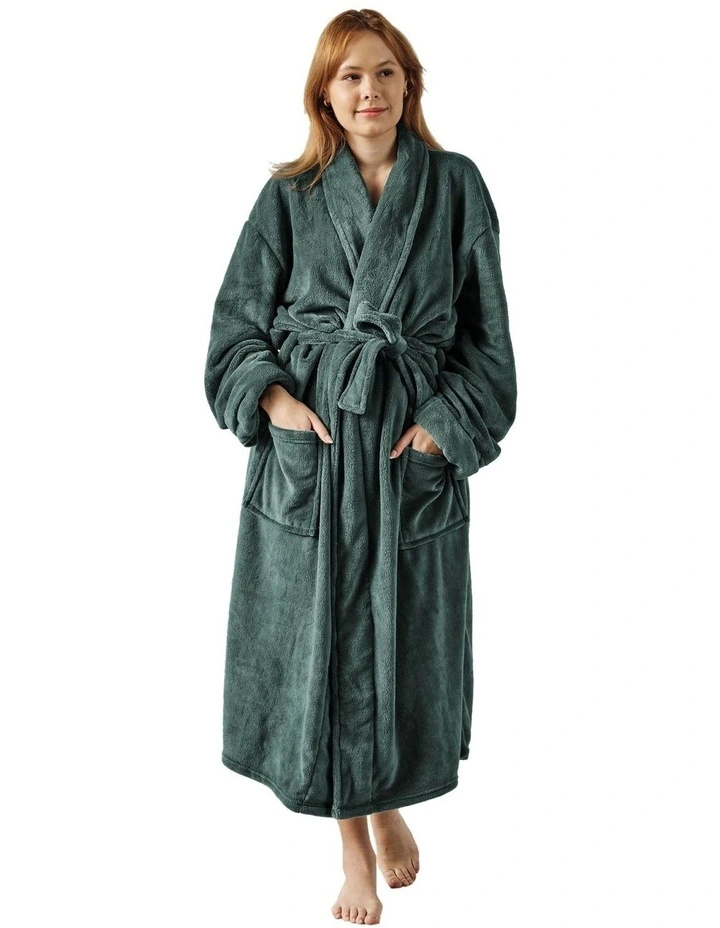 Linen House Plush Bath Robe In Green MYER