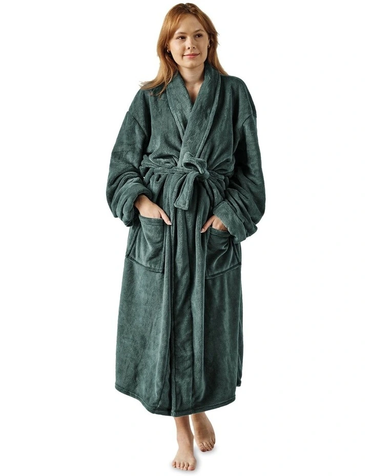 Plush Bath Robe in Green