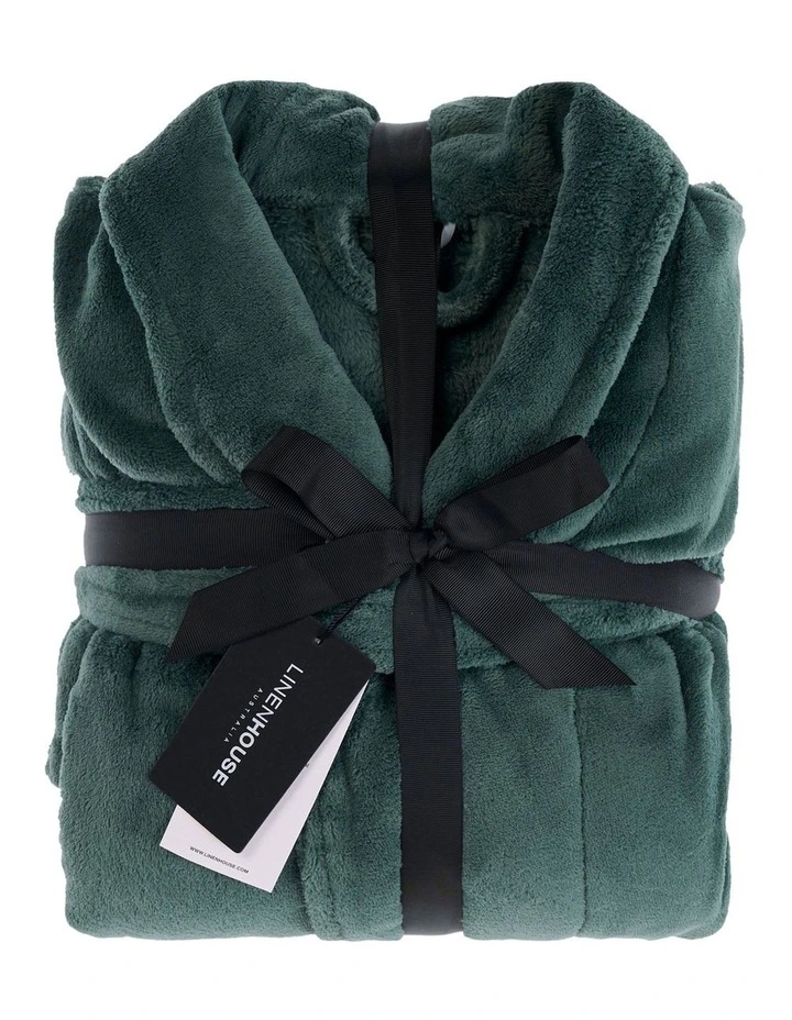 Plush Bath Robe in Green image 4