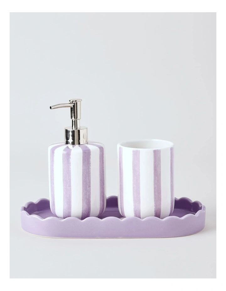 Sabrina Stripe Bathroom Accessory 3 pk in Purple image 1