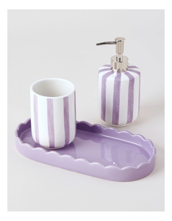 Sabrina Stripe Bathroom Accessory 3 pk in Purple image 2