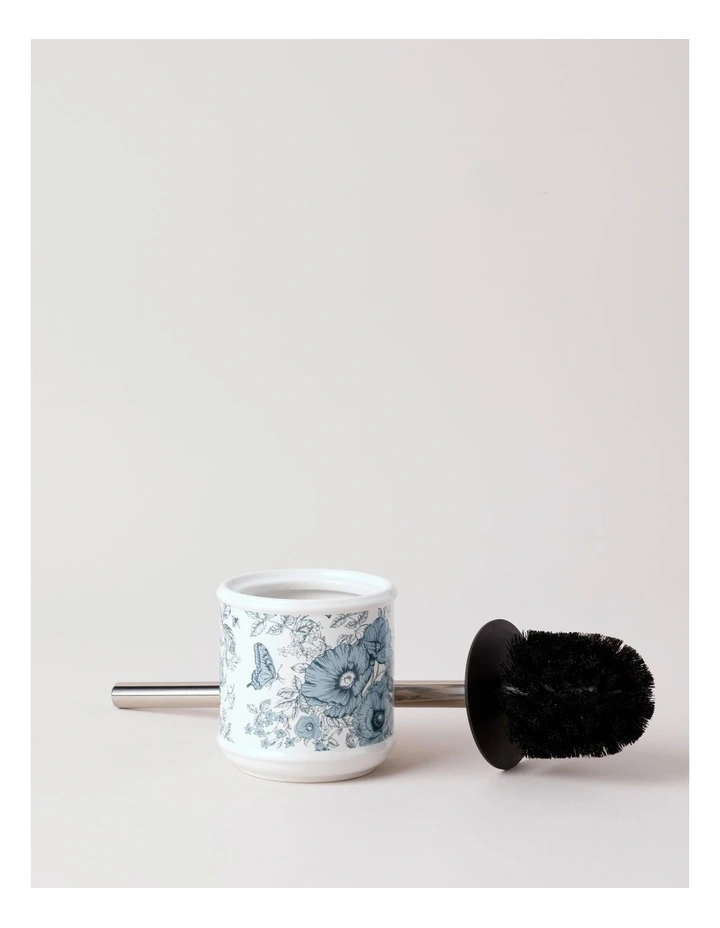Toile Toilet Brush Holder in Blue image 2