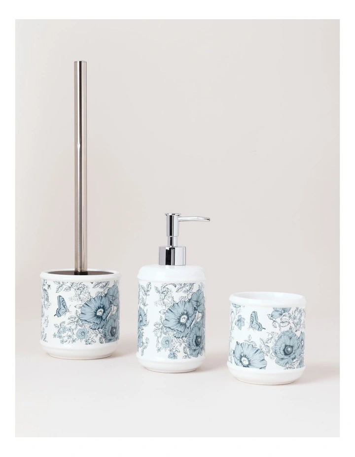 Toile Toilet Brush Holder in Blue image 3