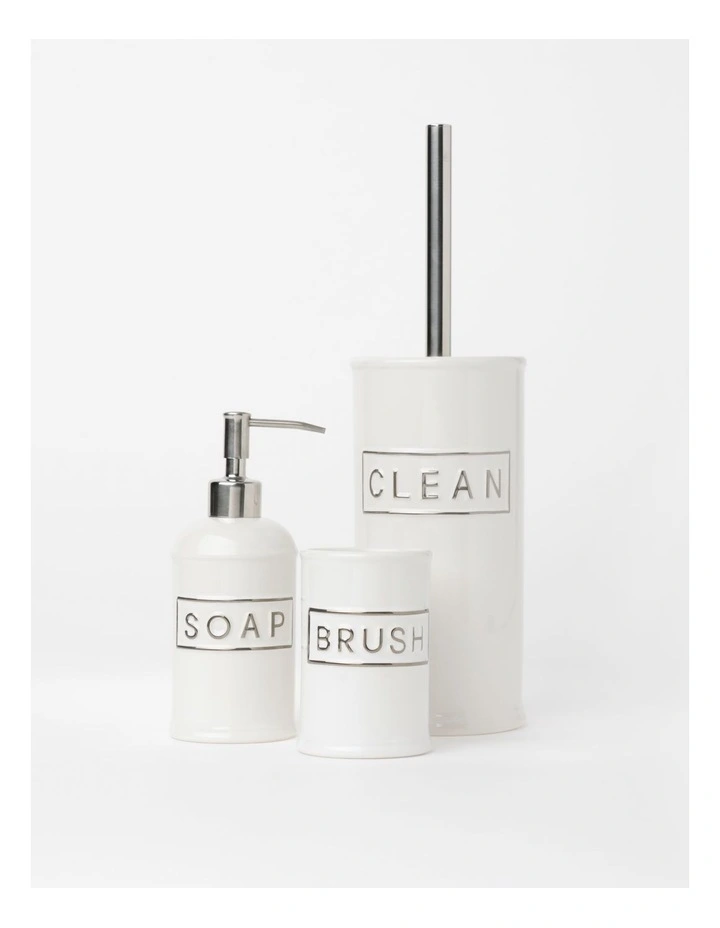 Ceramic Embossed Bathroom Accessories in White image 1