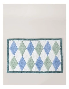 Diamond Tufted Bath Mat in Blue