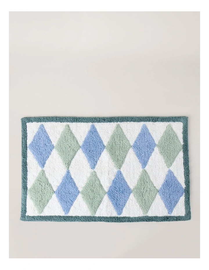 Diamond Tufted Bath Mat in Blue image 1