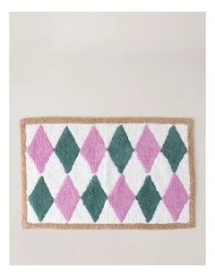 Diamond Tufted Bath Mat in Pink