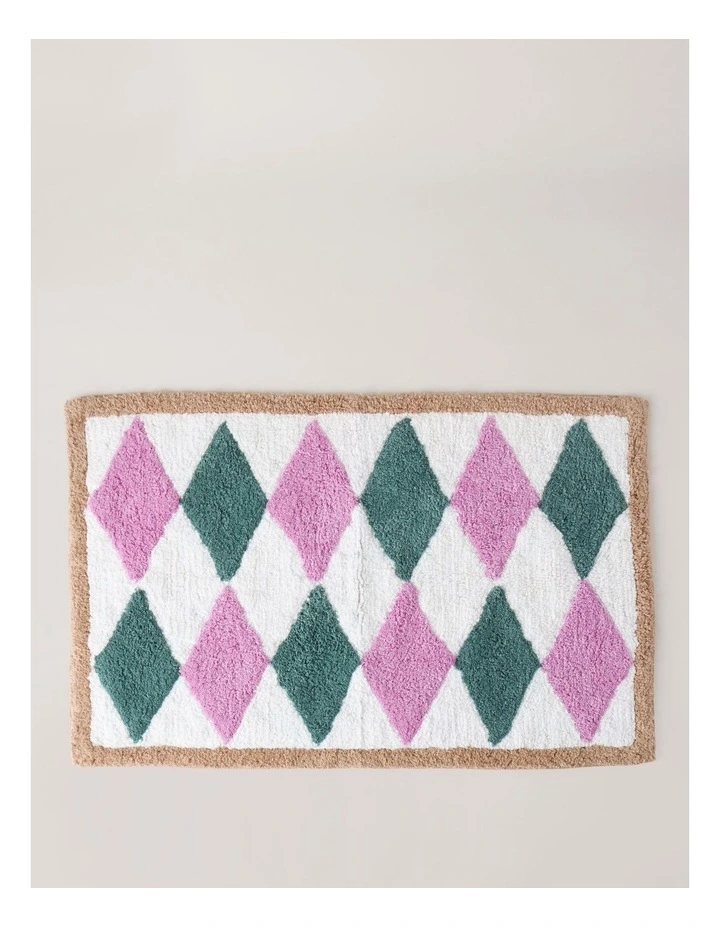Diamond Tufted Bath Mat in Pink image 1