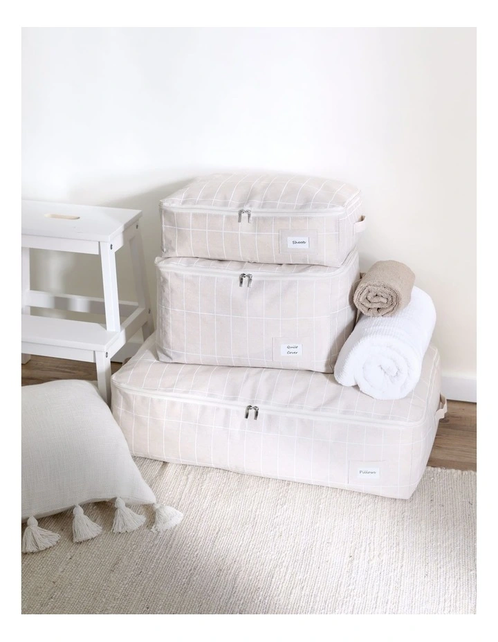 Laundry Storage Bag 45x35x26cm in White Check image 2