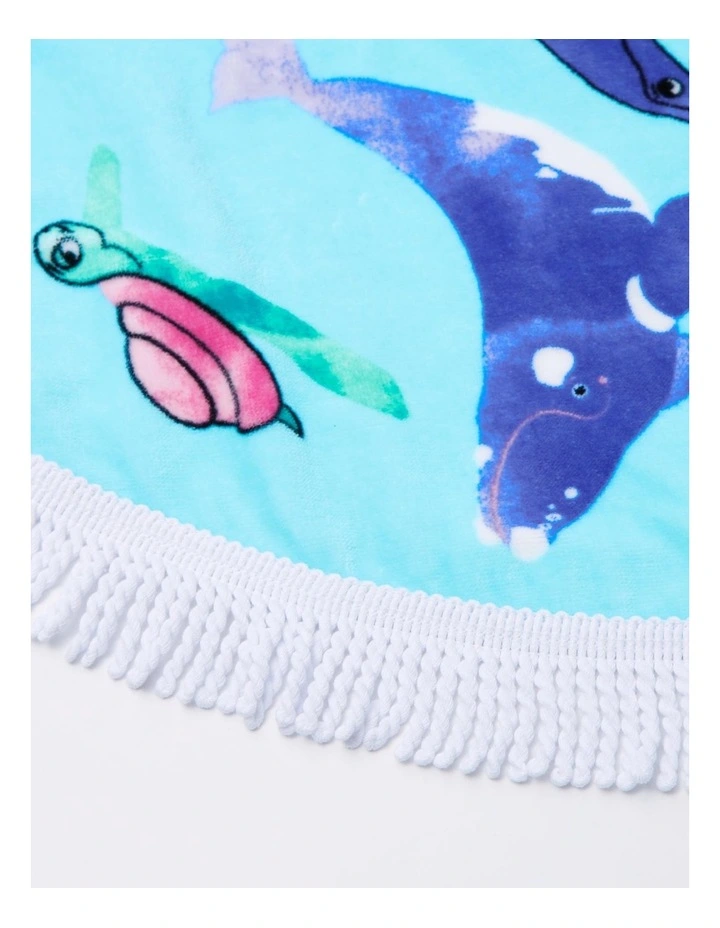 Jumping Dolphins Kids Round Beach Towel in Multi image 2