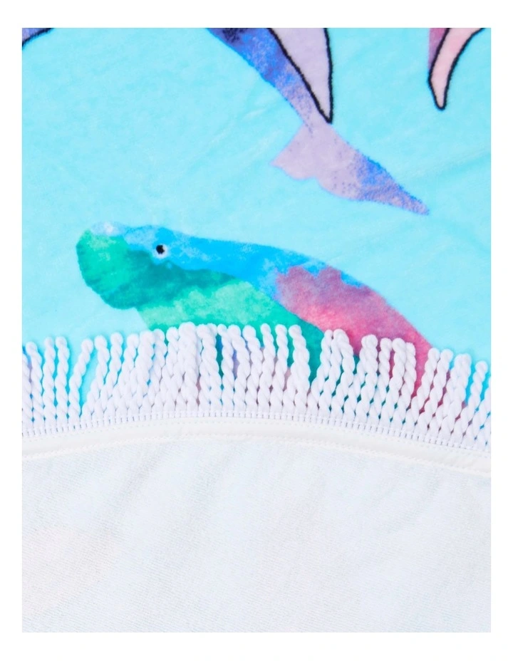 Jumping Dolphins Kids Round Beach Towel in Multi image 3