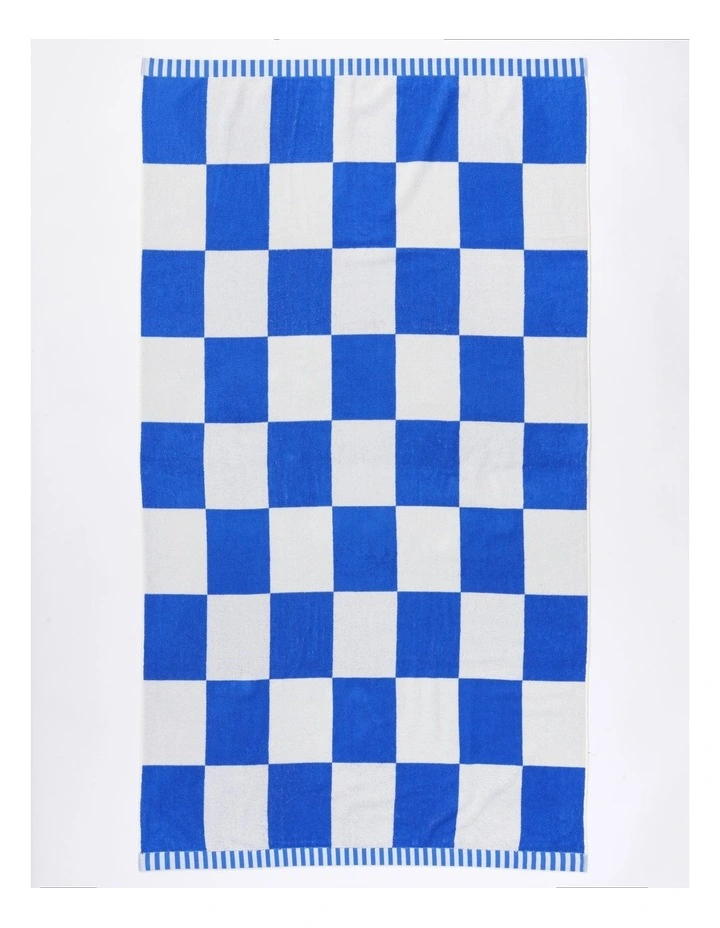 Grid Beach Towel in Blue image 1