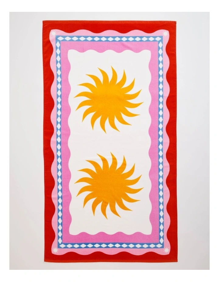 Le Soleil Printed Velour Beach Towel in Multi image 1