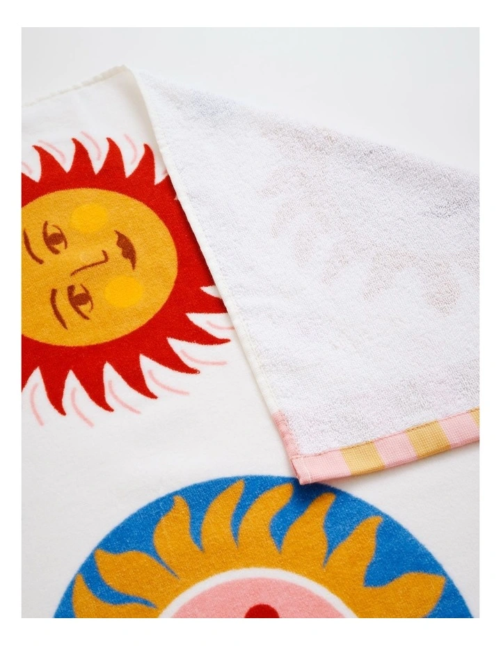 Celestial Printed Velour Beach Towel in Multi image 3