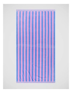 Reverse Stripe Terry Beach Towel in Candy