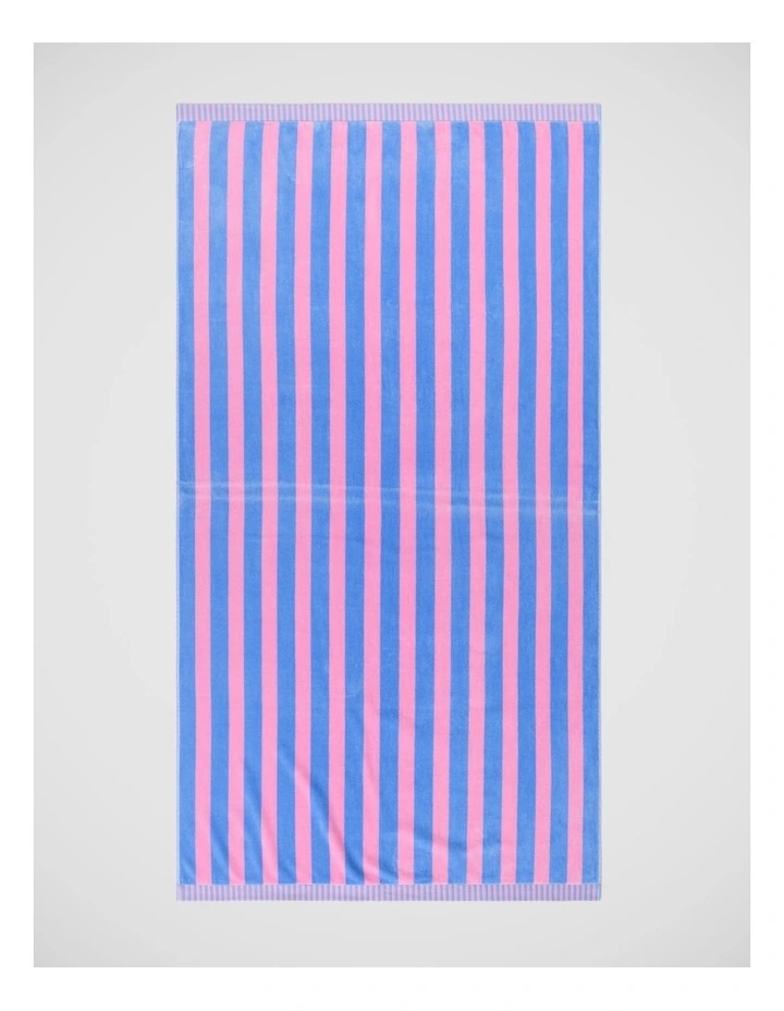 Reverse Stripe Terry Beach Towel in Candy image 1