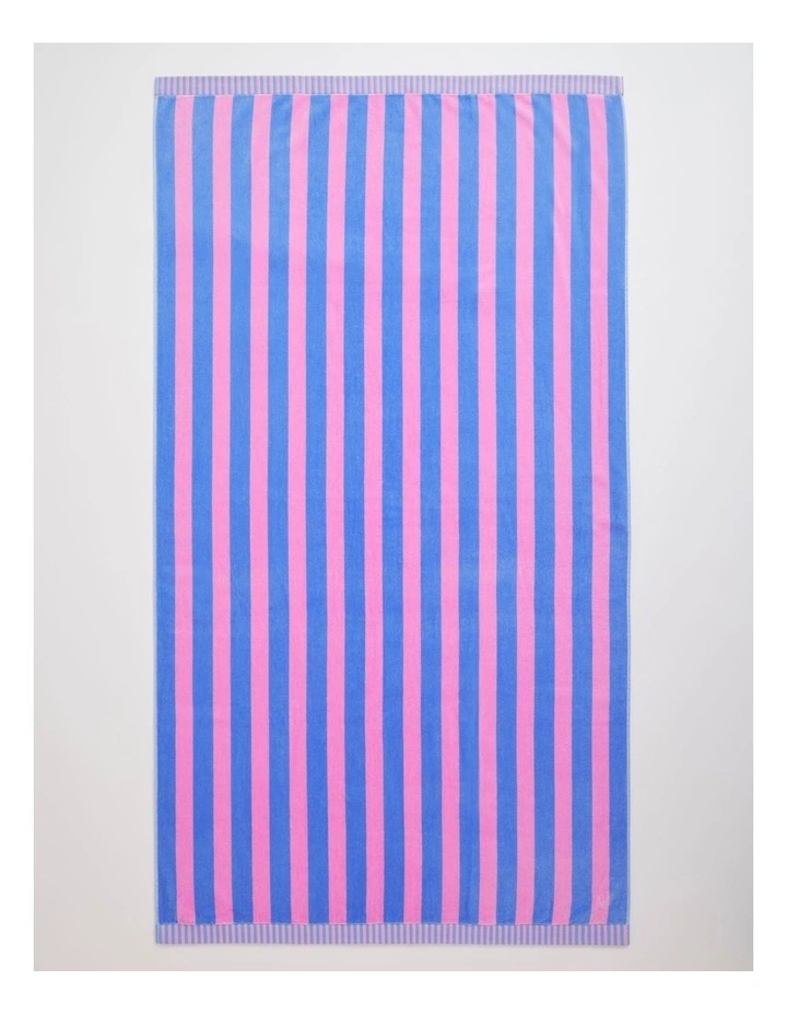Reverse Stripe Terry Beach Towel in Candy image 1