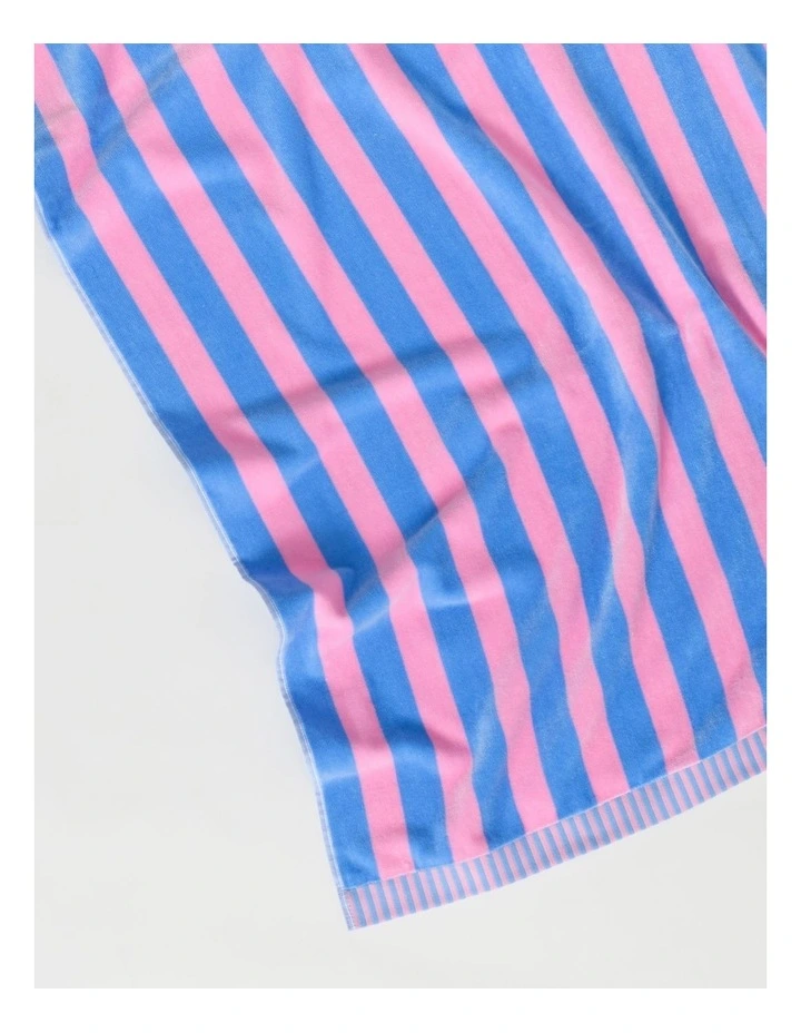 Reverse Stripe Terry Beach Towel in Candy image 2