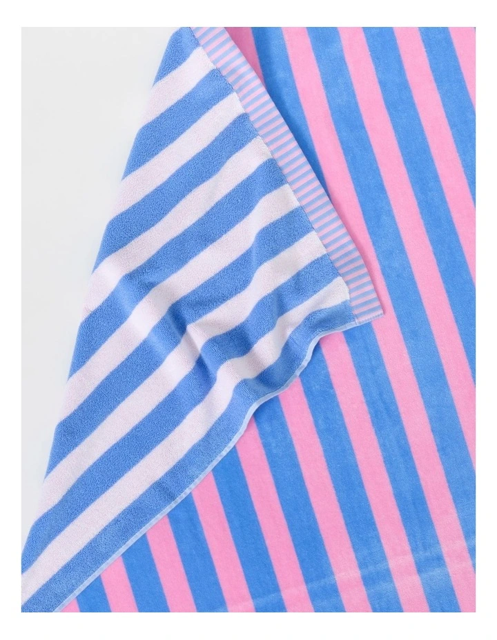 Reverse Stripe Terry Beach Towel in Candy image 3