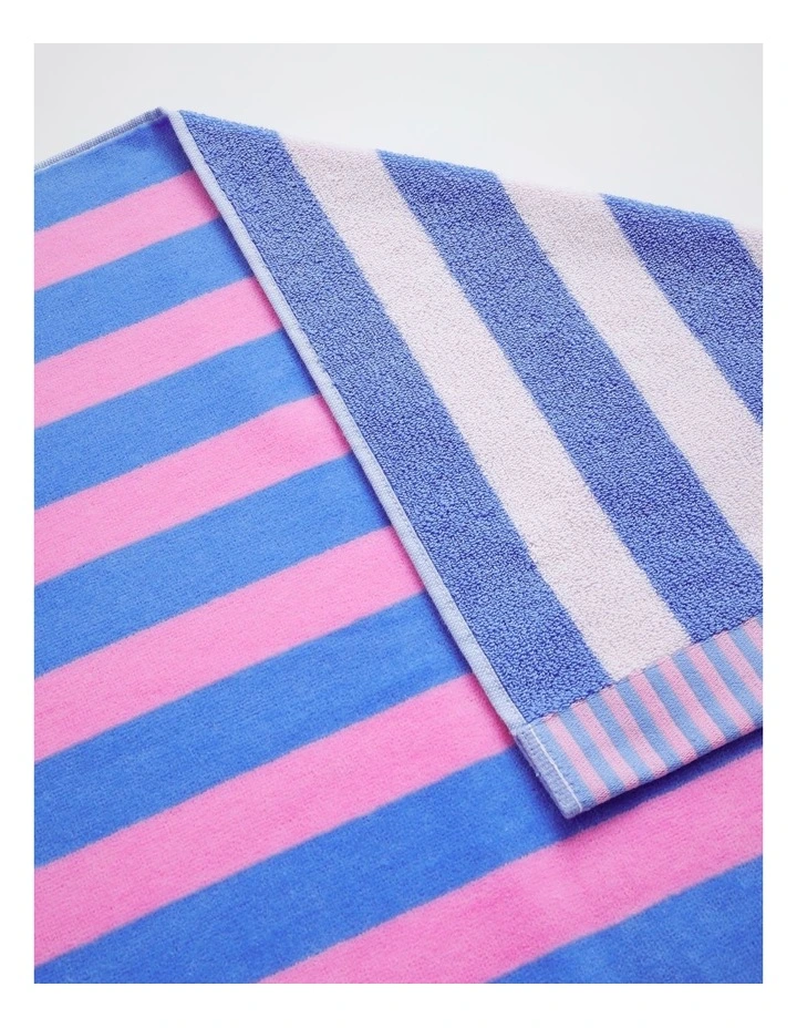 Reverse Stripe Terry Beach Towel in Candy image 3